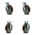 Service Caster 8 Inch Polyurethane Caster Set with Roller Bearing 2 Swivel 2 Rigid SCC SCC-30CS820-PPUR-2-R820-2